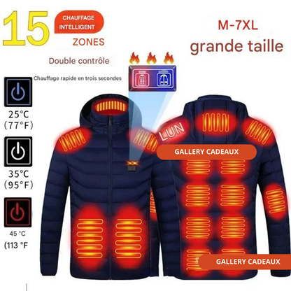 Veste chauffante pour homme et femme, manteau chaud, vêtements de ski, imperméable, glaUSB, 21 zones métropolitaines, hiver Gallery Cadeaux