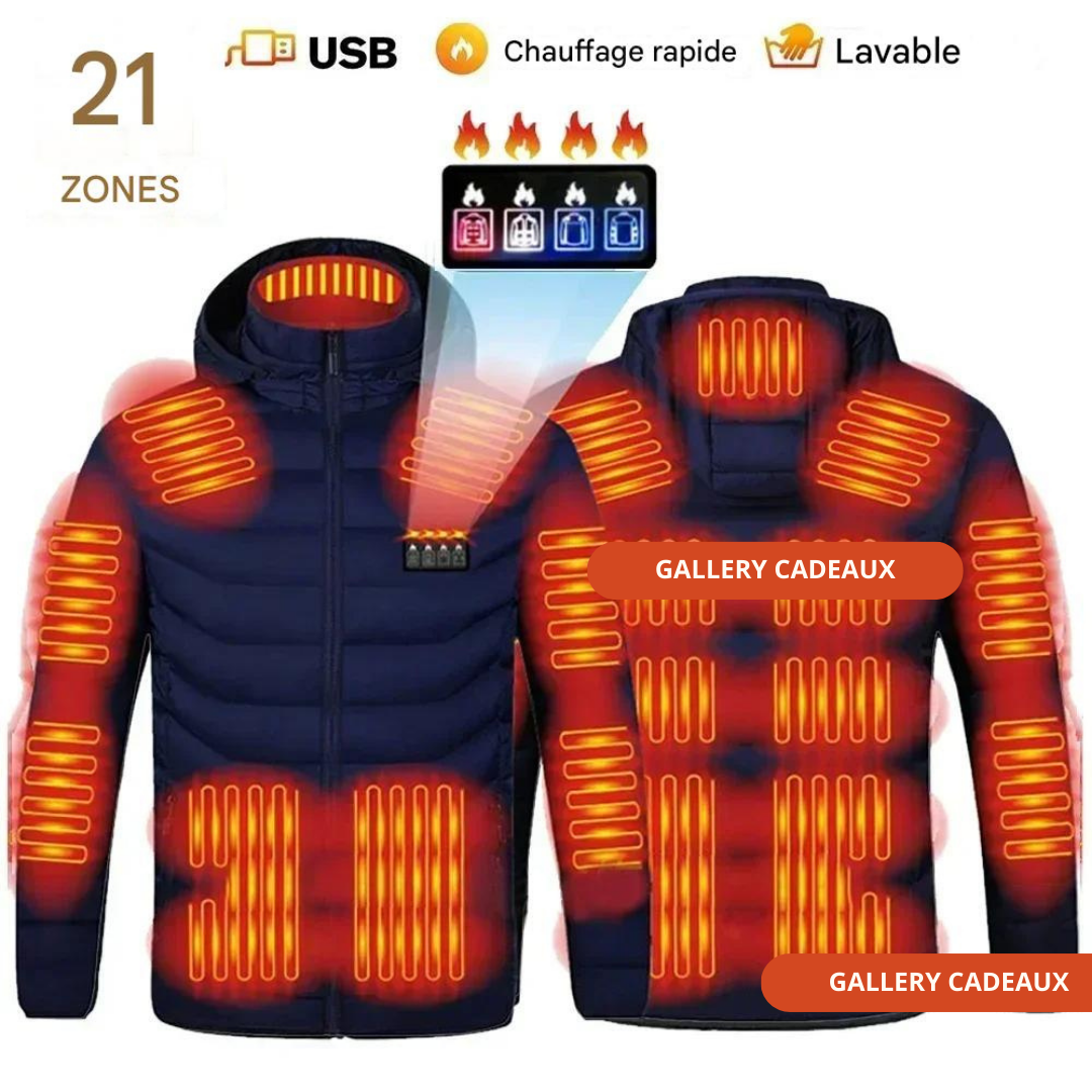 Veste chauffante pour homme et femme, manteau chaud, vêtements de ski, imperméable, glaUSB, 21 zones métropolitaines, hiver Gallery Cadeaux