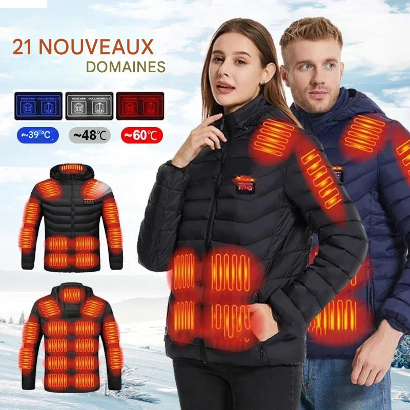 Veste chauffante pour homme et femme, manteau chaud, vêtements de ski, imperméable, glaUSB, 21 zones métropolitaines, hiver Gallery Cadeaux