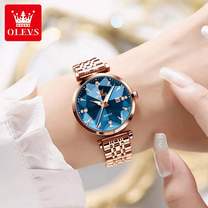 Montre à Quartz de Luxe pour Femme coupe Diamant Imperméable Gallery Cadeaux