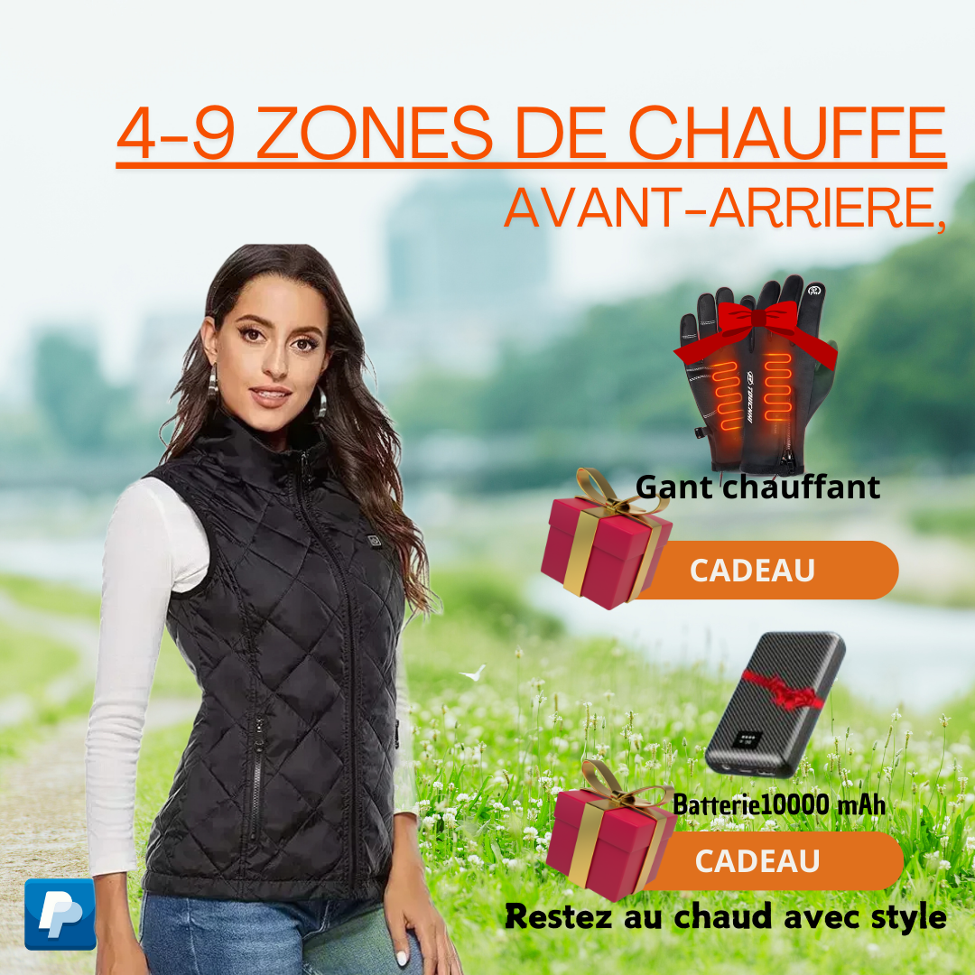 Gilet Chauffant USB pour Femme - Gants et batterie offerts en cadeaux