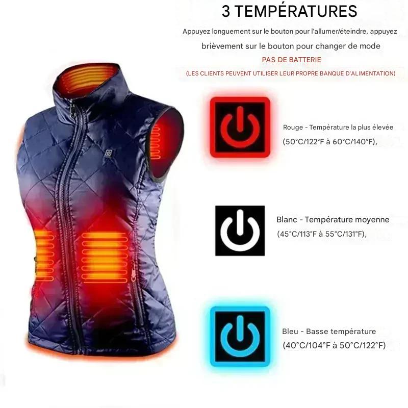 Gilet Chauffant USB pour Femme - Gants et batterie offerts en cadeaux