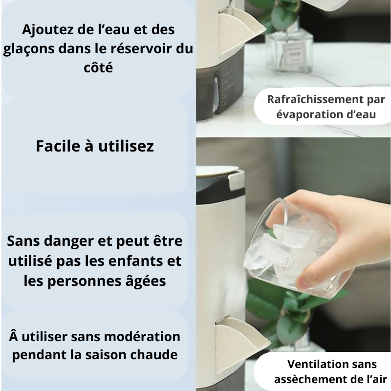 Climatiseur Portable 4 en 1: Veilleuse, Purificateur, Humidificateur et Refroidisseur d'Air Portable par Évaporation d'Eau Gallery Cadeaux