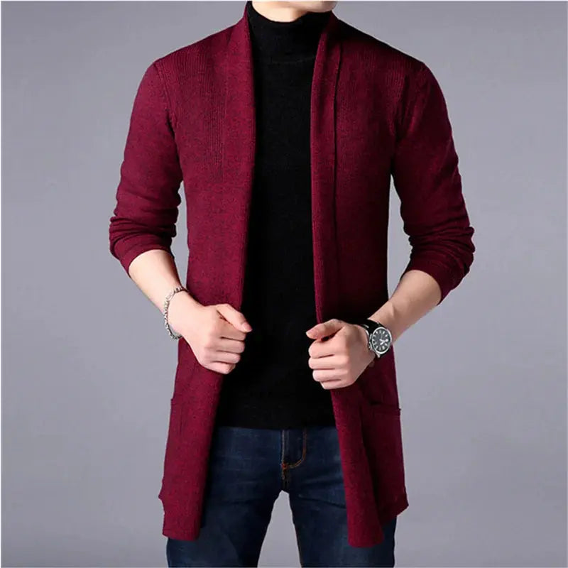 cardigan près du corps homme grenat