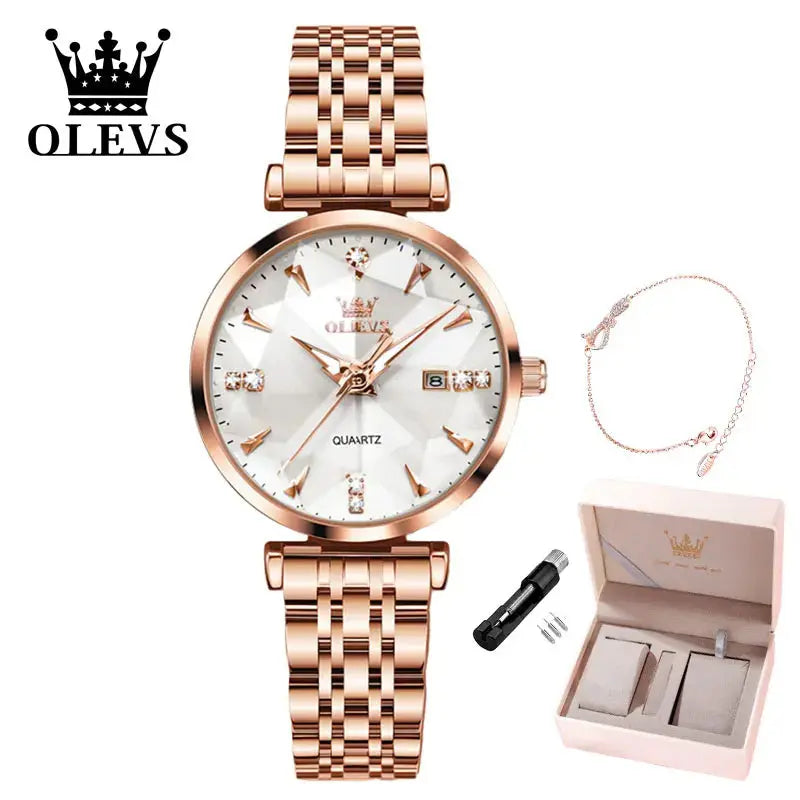 Montre à Quartz de Luxe pour Femme coupe Diamant Imperméable Gallery Cadeaux