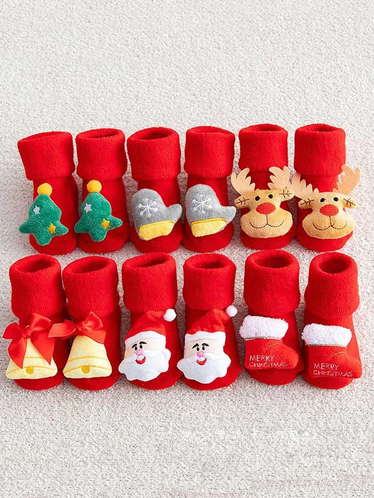 Chaussettes en coton à imprimé non ald pour enfants, chaussettes de Noël pour tout-petits, vêtements courts pour bébés, nouveau-nés, filles et garçons Gallery Cadeaux