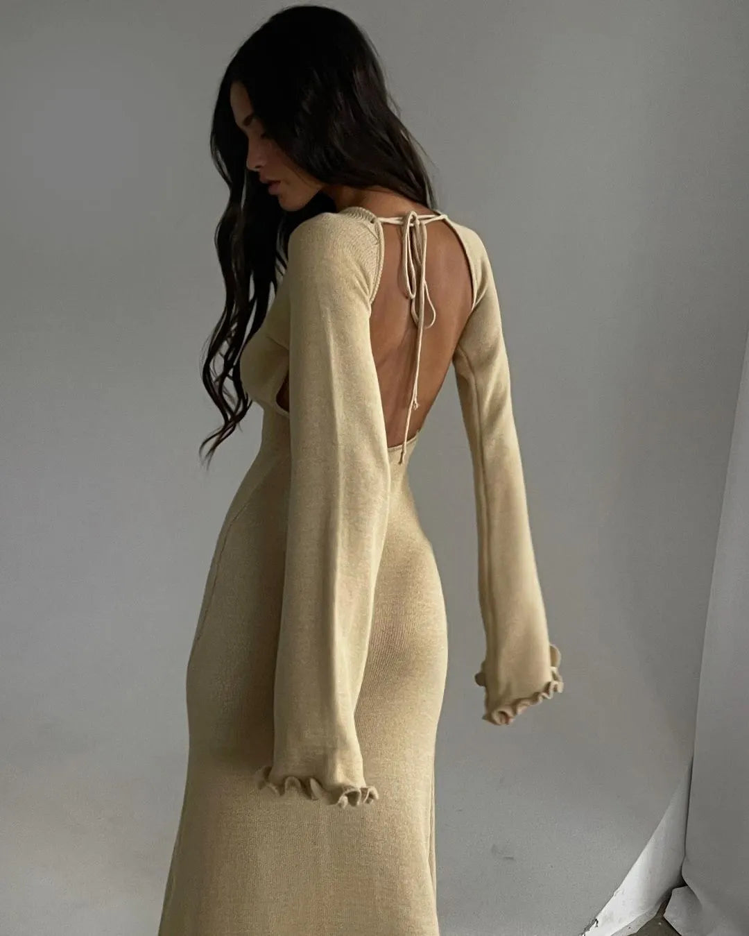 Robe Longue Moulante Élégante en Tricot pour femmes