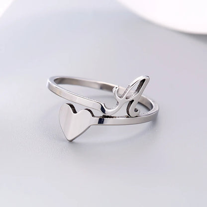 Bague Ajustable En Initial du Nom pour Homme et Femme en Acier Oxydable Gallery Cadeaux