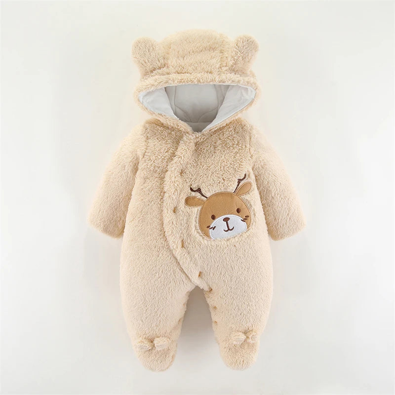 Barboteuse en peluche Elk de Noël pour nouveau-né, combinaison pour bébé fille, vêtements chauds pour garçon, mignon, automne, hiver, 0, 3, 6, 9, 12 mois Gallery Cadeaux