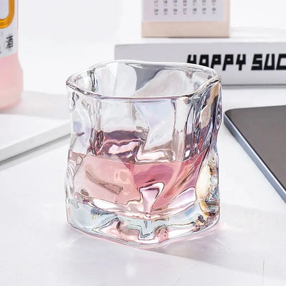 GIANXI Transparent Glass Mug Glacier Wine Whiskey Coffee Cup Household Drinking Juice Irregular Shape Cups Drinkware Gallery Cadeaux