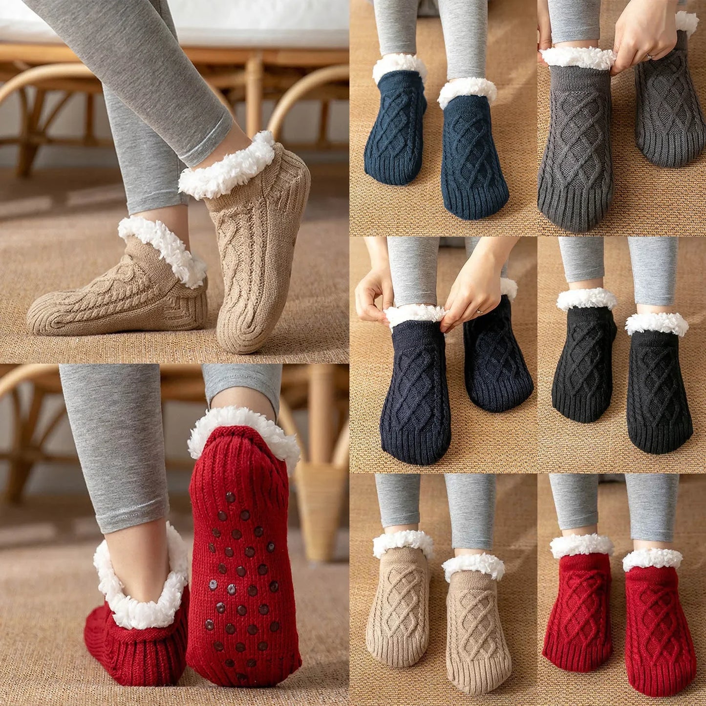 Chaussons thermiques en coton épais pour hommes, chaussettes de sol floues pour hommes, chaussettes courtes chaudes pour l'hiver, chaussettes douces pour dormir à la maison, coordonnantes Gallery Cadeaux