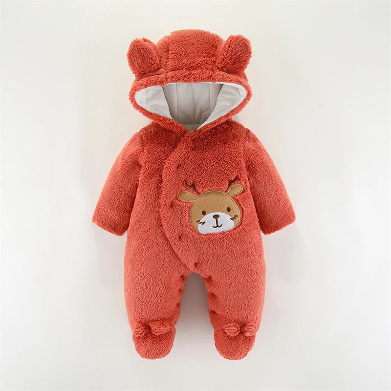 Barboteuse en peluche Elk de Noël pour nouveau-né, combinaison pour bébé fille, vêtements chauds pour garçon, mignon, automne, hiver, 0, 3, 6, 9, 12 mois Gallery Cadeaux