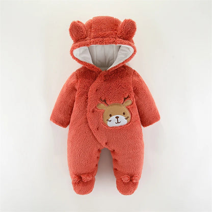 Barboteuse en peluche Elk de Noël pour nouveau-né, combinaison pour bébé fille, vêtements chauds pour garçon, mignon, automne, hiver, 0, 3, 6, 9, 12 mois Gallery Cadeaux