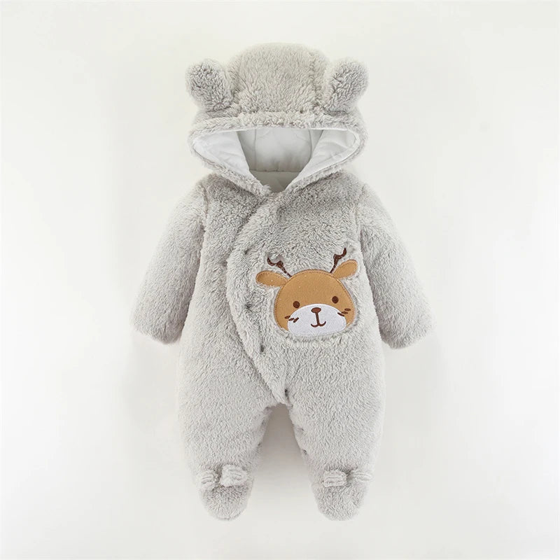 Barboteuse en peluche Elk de Noël pour nouveau-né, combinaison pour bébé fille, vêtements chauds pour garçon, mignon, automne, hiver, 0, 3, 6, 9, 12 mois Gallery Cadeaux