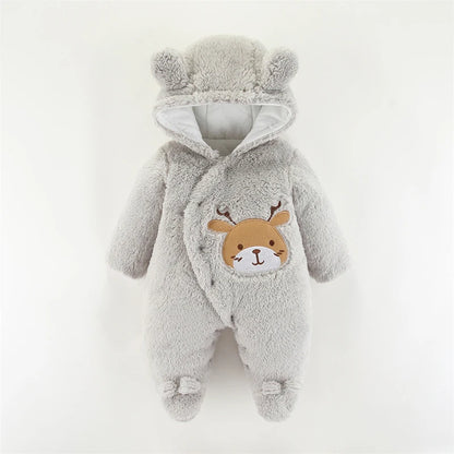 Barboteuse en peluche Elk de Noël pour nouveau-né, combinaison pour bébé fille, vêtements chauds pour garçon, mignon, automne, hiver, 0, 3, 6, 9, 12 mois Gallery Cadeaux