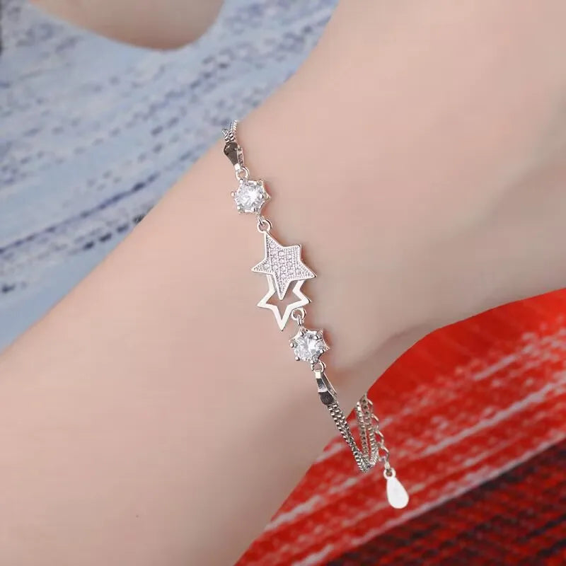 Bracelet Étoile en Cristal Argent 925 pour Femme