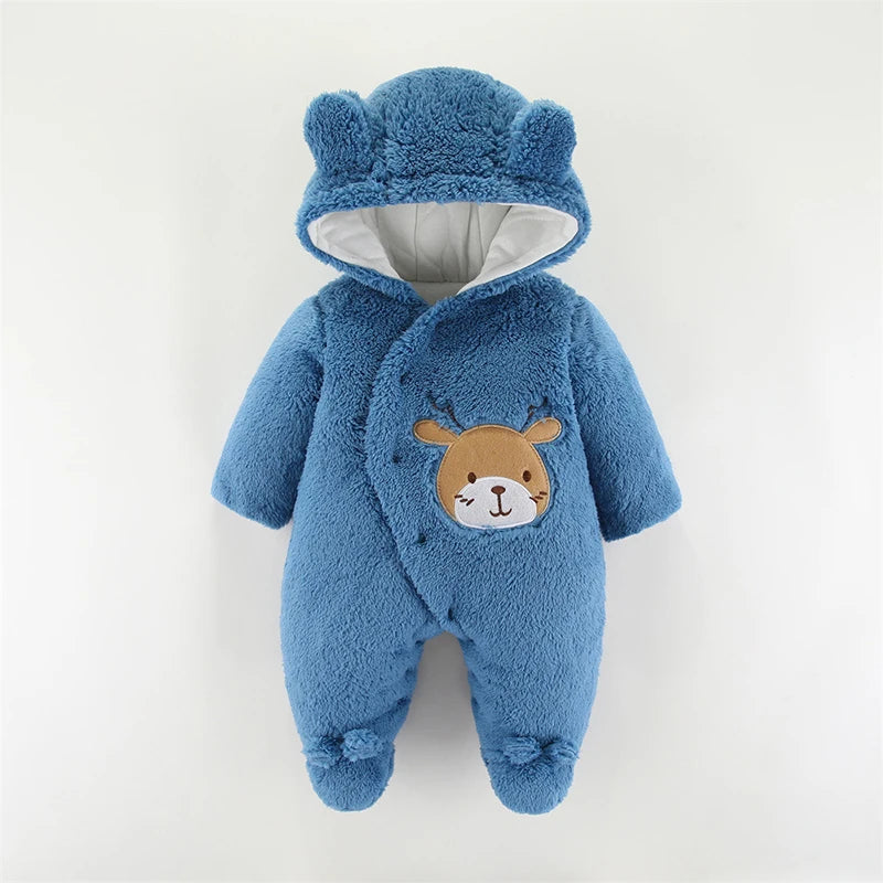 Barboteuse en peluche Elk de Noël pour nouveau-né, combinaison pour bébé fille, vêtements chauds pour garçon, mignon, automne, hiver, 0, 3, 6, 9, 12 mois Gallery Cadeaux