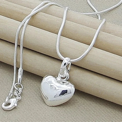 Collier Cœur Solide en Argent 925 pour Femme