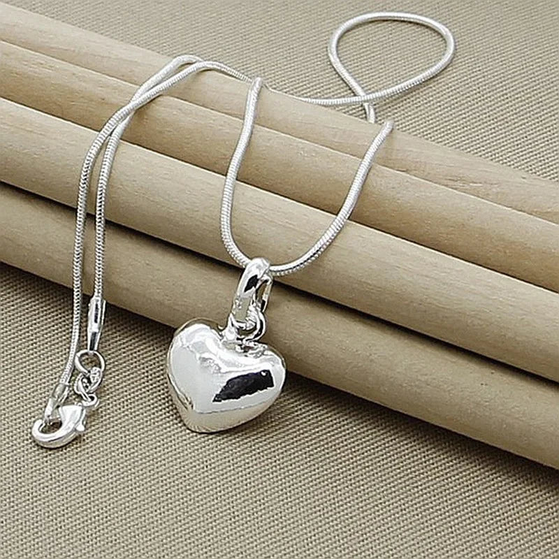 Collier Cœur Solide en Argent 925 pour Femme