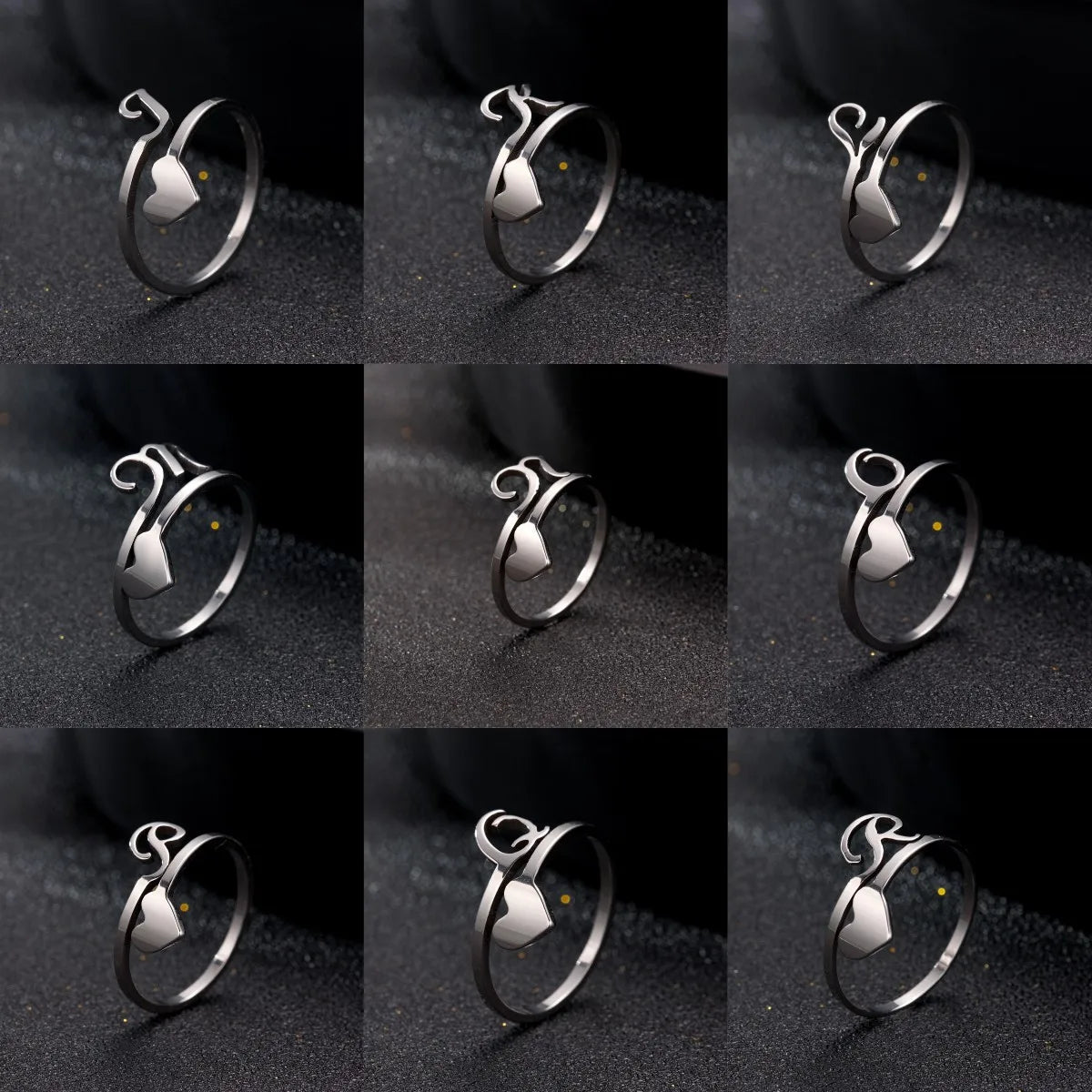 Bague Ajustable En Initial du Nom pour Homme et Femme en Acier Oxydable Gallery Cadeaux