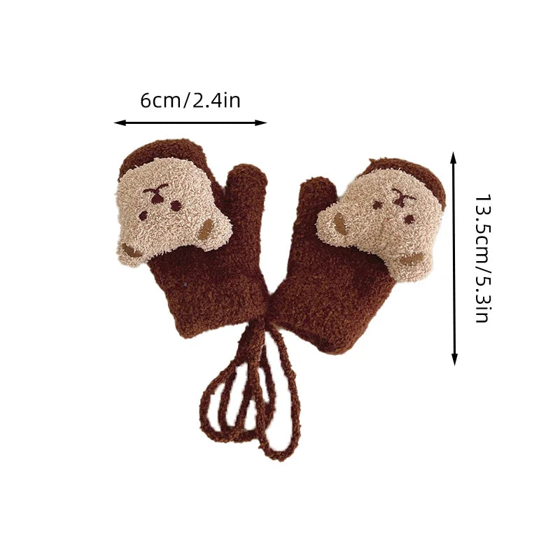 Gants de bébé ours coréen pour garçons et filles, mitaines sans doigts, chaud, extérieur, anti-froid, anti-froid, optique, visage, cou, hiver, 1-4 ans Gallery Cadeaux