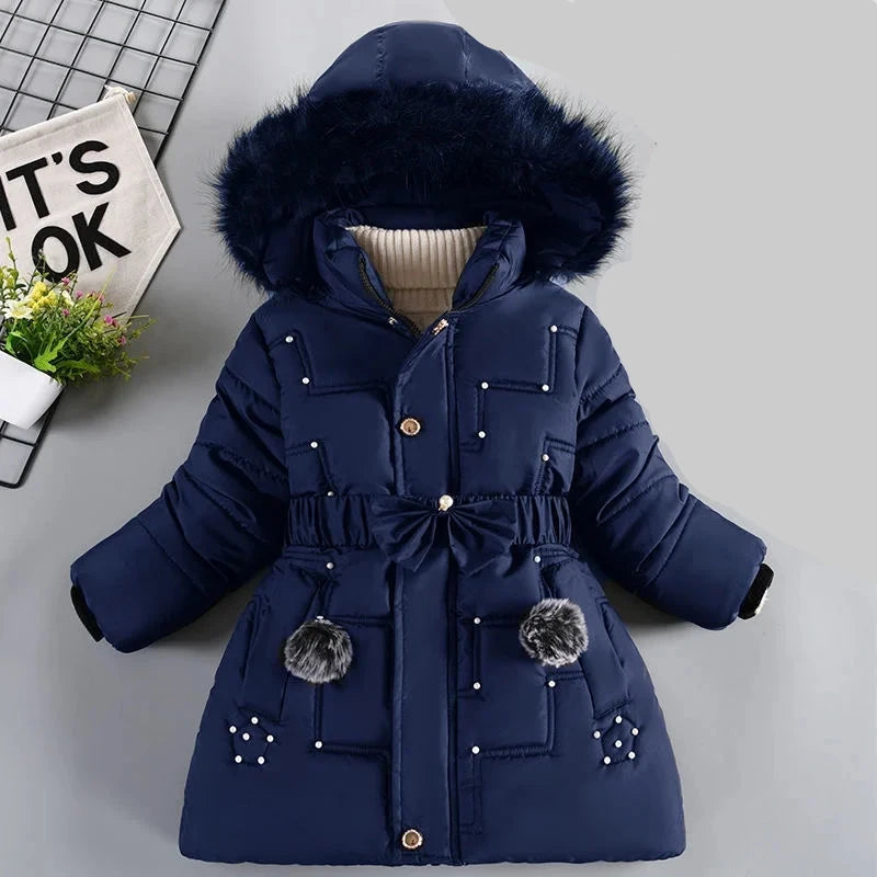 Optics-Manteau de doublure rembourré à capuche pour enfants, garder au chaud, poignées de veste pour filles, chapeau amovible, col en peluche, cadeau d'anniversaire pour enfants, hiver Gallery Cadeaux