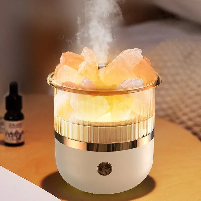 New Salt Stone Aroma Machine Household Fog Measurement Bedroom Colorful Night Light Desktop Small Air Humidifier Gallery Cadeaux