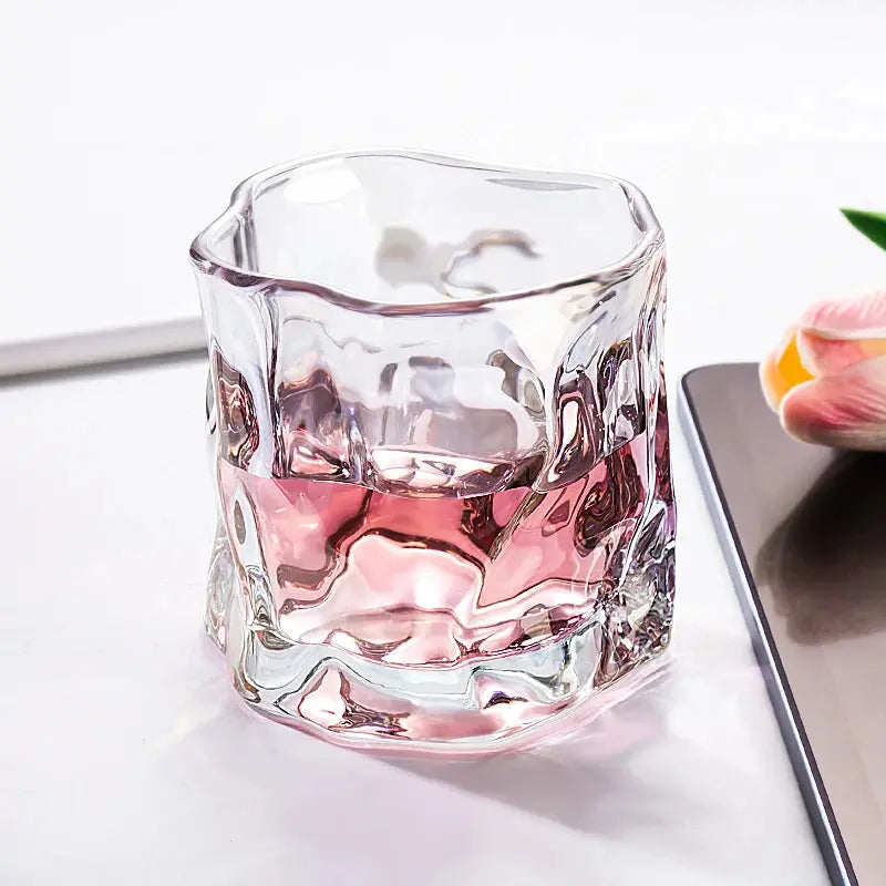 GIANXI Transparent Glass Mug Glacier Wine Whiskey Coffee Cup Household Drinking Juice Irregular Shape Cups Drinkware Gallery Cadeaux