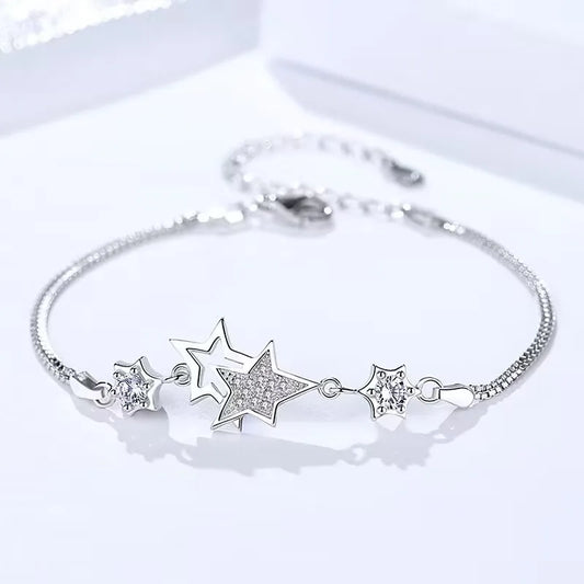 Bracelet Étoile en Cristal Argent 925 pour Femme